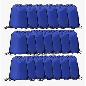 CODOBON 20 Drawstring Bags, Bulk Cinch Polyester Bag for Gym Sport Royal Blue